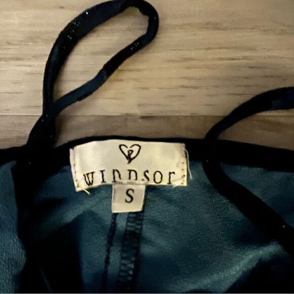 Windsor top cowl neck tiger stripe in blue sparkly fabric sz Small Deadstock - Picture 10 of 13